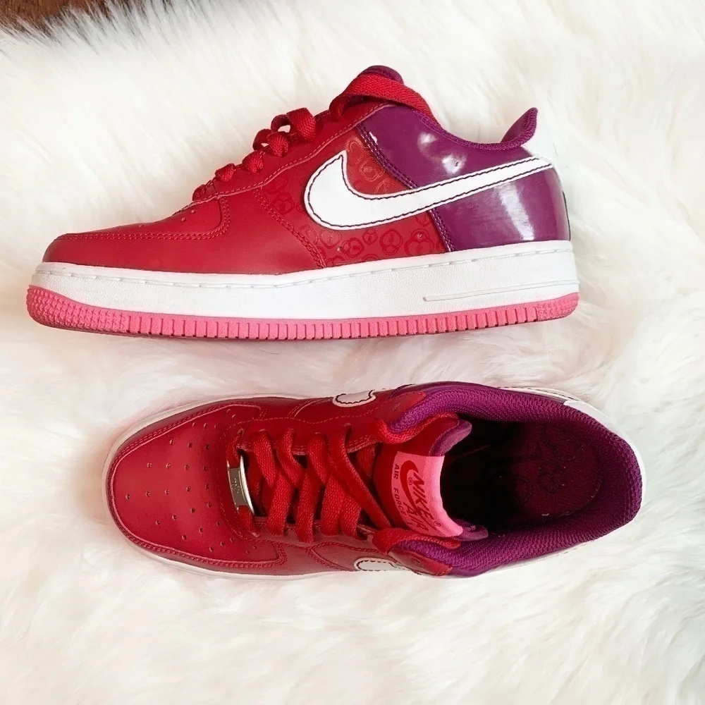 Nike Red Berry Air Force 1 Low Youth Sneakers